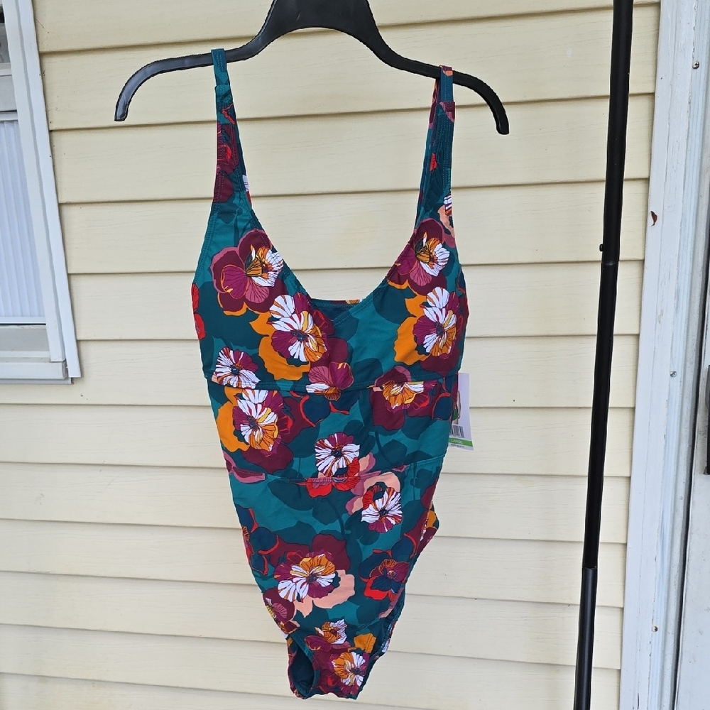 Blue and Orange One Piece Swimsuit  Size L